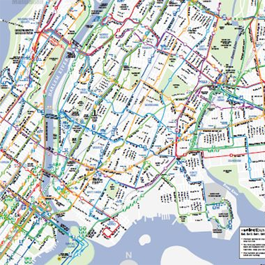 NYC MTA map of the Bronx bus routes.