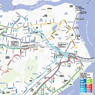 NYC MTA map showing only express bus routes in Staten Island.